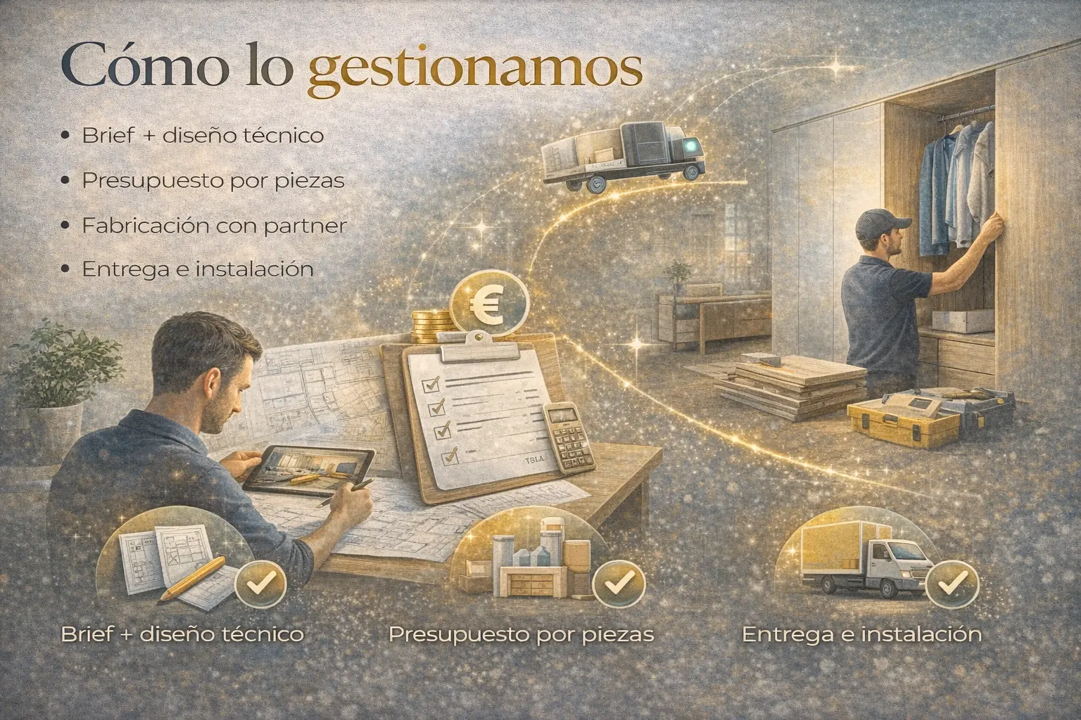 Gestión de muebles a medida: diseño técnico, presupuesto por piezas y fabricación coordinada