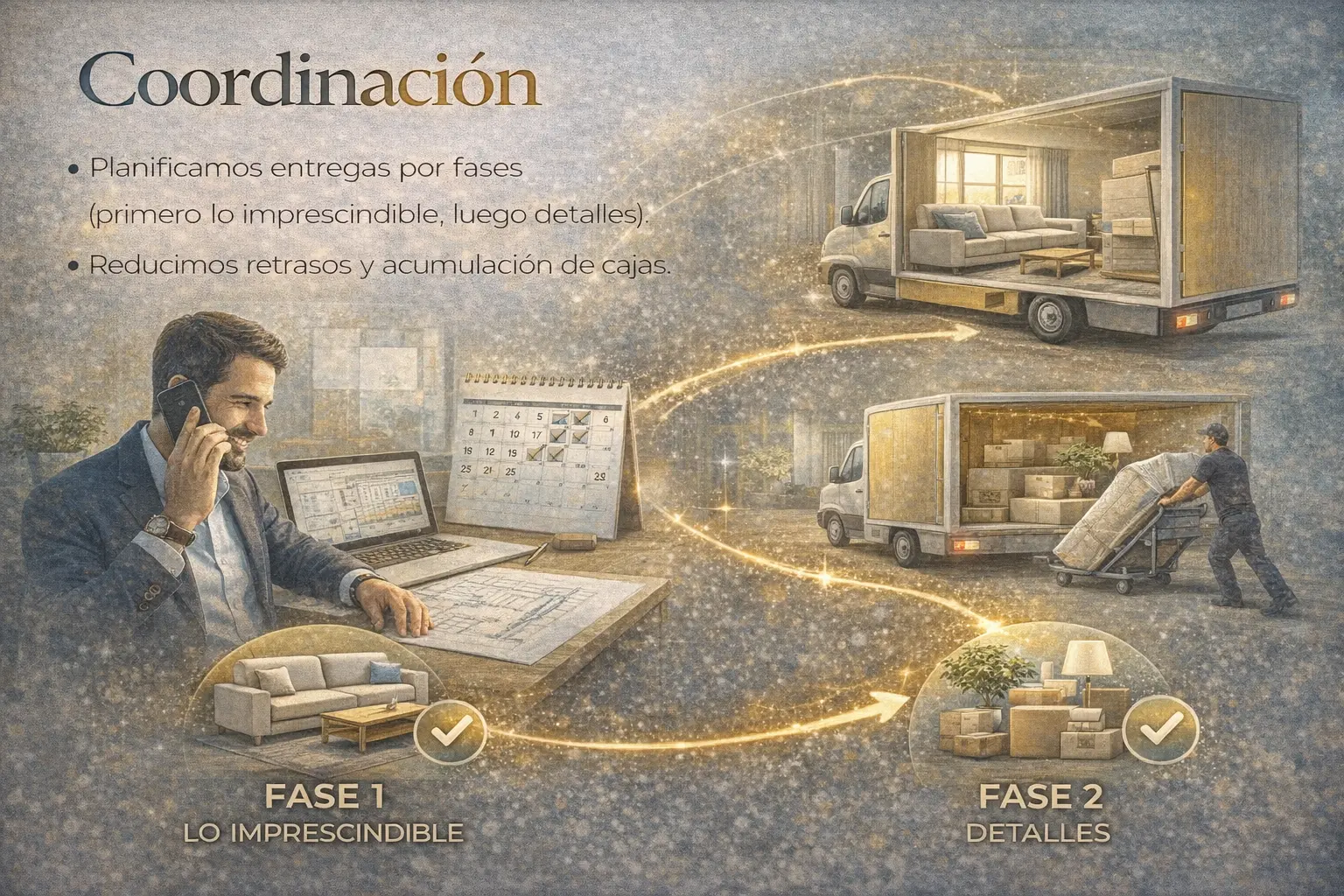 Coordinación de entregas por fases en proyectos de interiorismo para evitar retrasos y acumulación