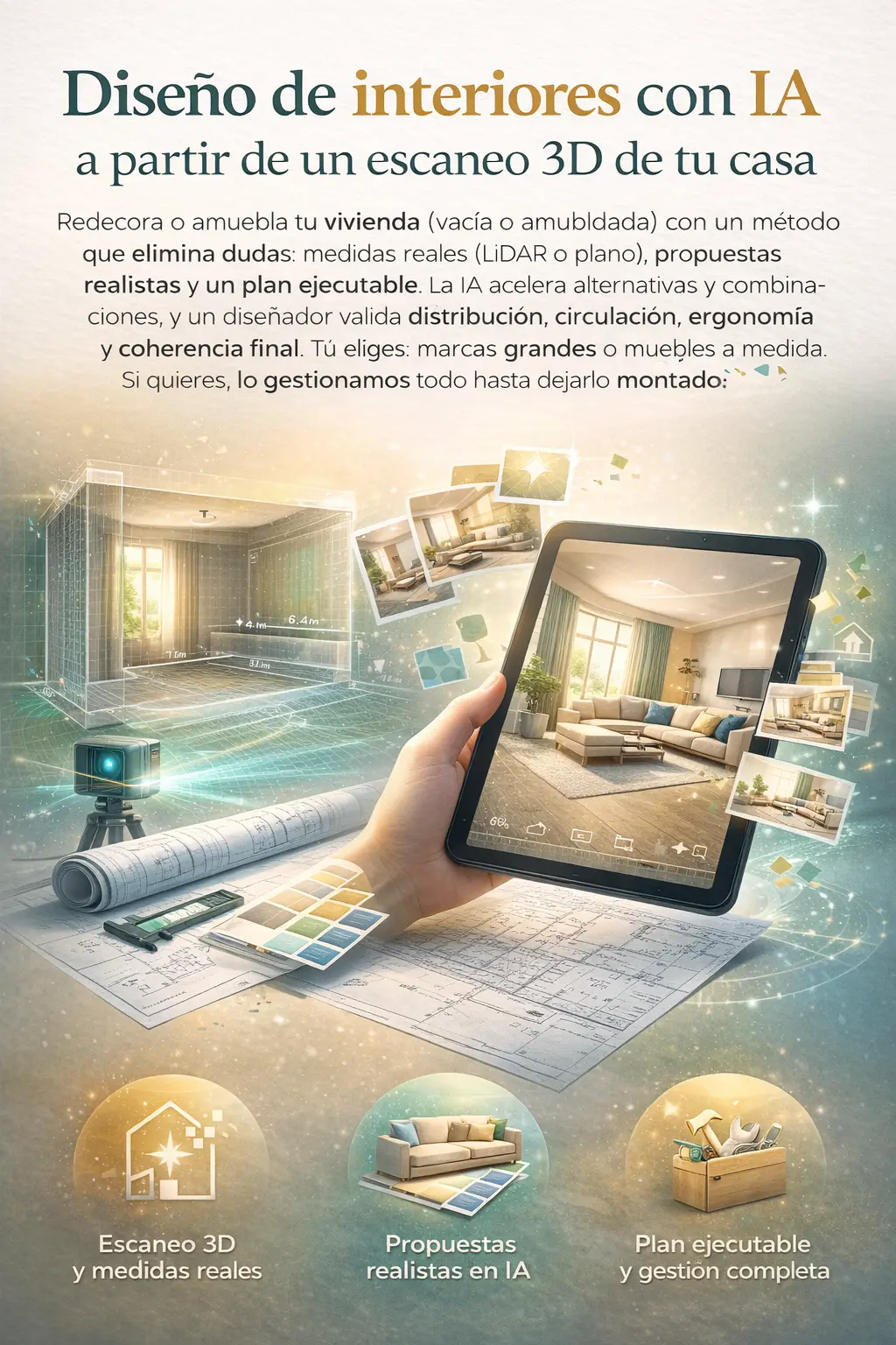 Interior ideal para amueblar piso nuevo o vivienda vacía con diseño funcional